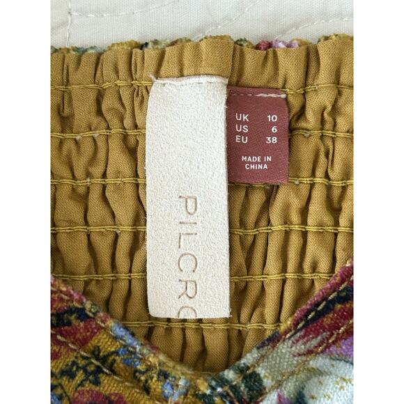 Anthropologie PILCRO Corset Seamed Floral Velvet Mustard‎ Tank Top Size 6 EUC - Picture 9 of 16